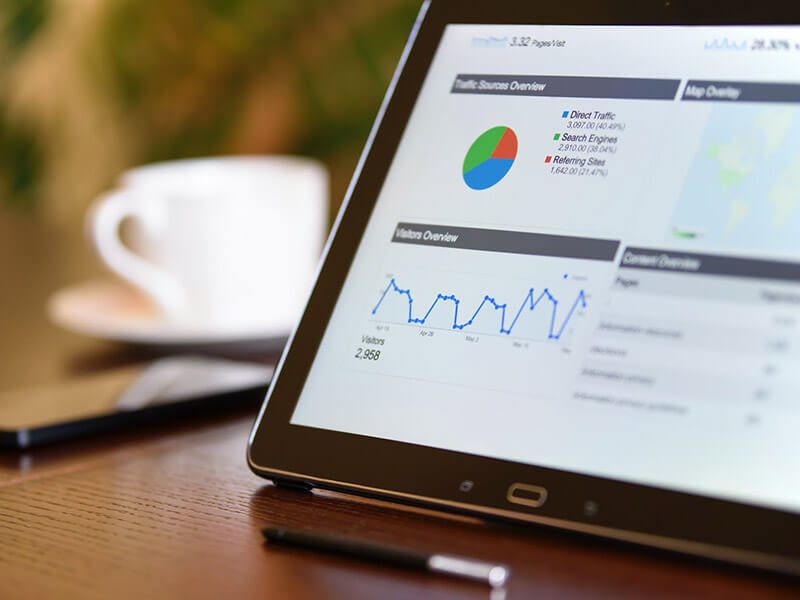 Analytics dashboard on tablet